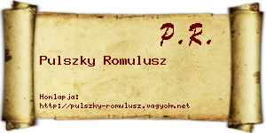 Pulszky Romulusz névjegykártya